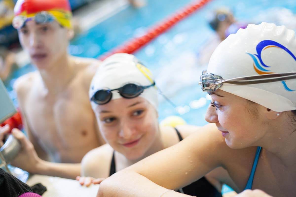 teens in a swimming pool