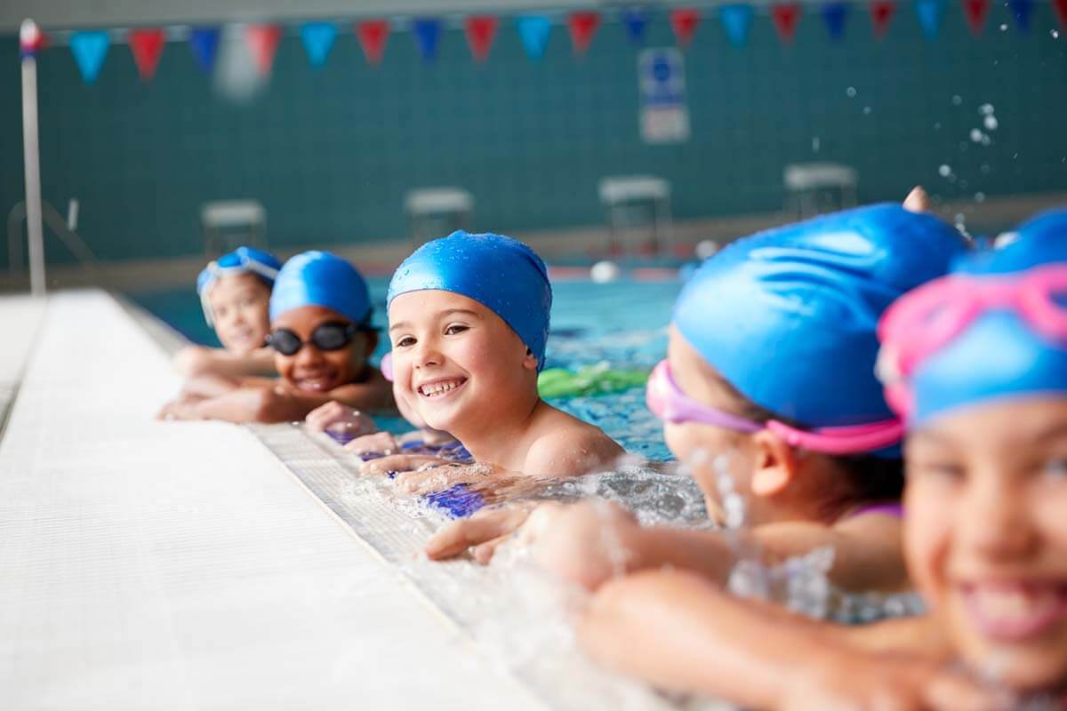 children in a swimming lesson